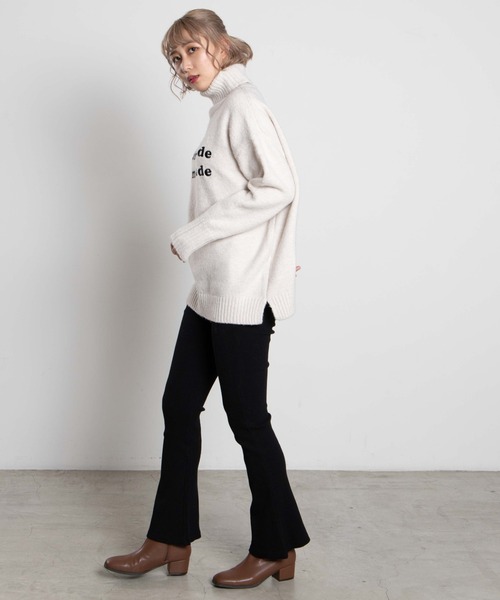 WEGO（ウィゴー）の「WEGO/ロゴシシュウタートルセーター（ニット/セーター・レディース・ホワイト/イエロー・FREE）」の3枚目の写真