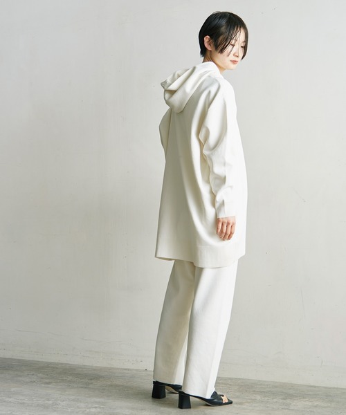 note et silence （ノートエシロンス）の「■ガス焼きcotton ミラノリブフードプルオーバー（スウェット・レディース・アイボリー/ブラック/グリーン・FREE）」の10枚目の写真