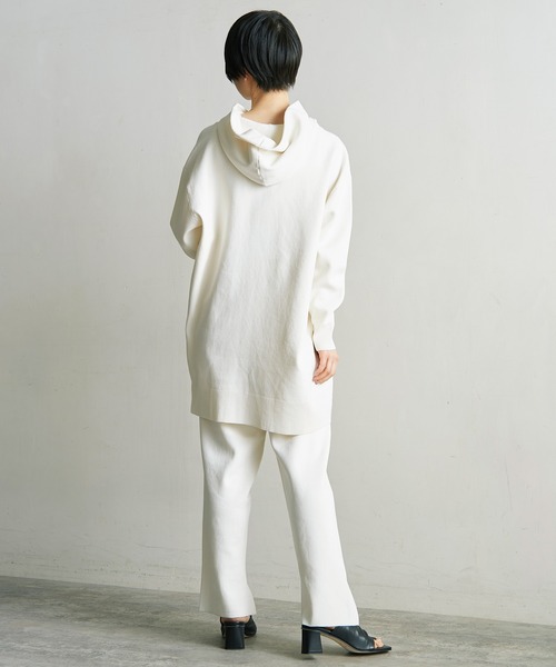 note et silence （ノートエシロンス）の「■ガス焼きcotton ミラノリブフードプルオーバー（スウェット・レディース・アイボリー/ブラック/グリーン・FREE）」の11枚目の写真