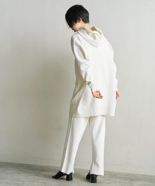 note et silence （ノートエシロンス）の「■ガス焼きcotton ミラノリブフードプルオーバー（スウェット・レディース・アイボリー/ブラック/グリーン・FREE）」の12枚目の写真