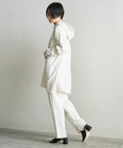 note et silence （ノートエシロンス）の「■ガス焼きcotton ミラノリブフードプルオーバー（スウェット・レディース・アイボリー/ブラック/グリーン・FREE）」の13枚目の写真