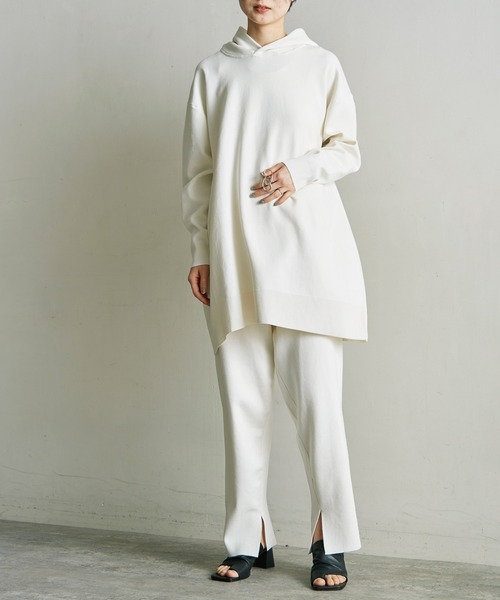 note et silence （ノートエシロンス）の「■ガス焼きcotton ミラノリブフードプルオーバー（スウェット・レディース・アイボリー/ブラック/グリーン・FREE）」の15枚目の写真