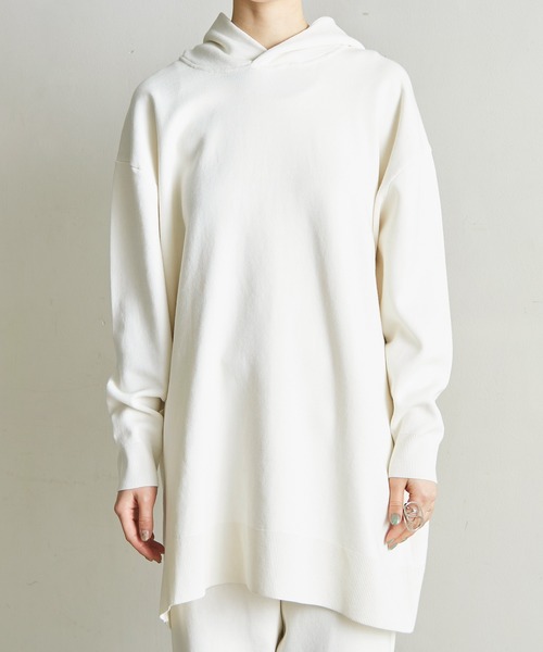 note et silence （ノートエシロンス）の「■ガス焼きcotton ミラノリブフードプルオーバー（スウェット・レディース・アイボリー/ブラック/グリーン・FREE）」の16枚目の写真