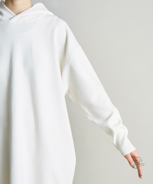 note et silence （ノートエシロンス）の「■ガス焼きcotton ミラノリブフードプルオーバー（スウェット・レディース・アイボリー/ブラック/グリーン・FREE）」の17枚目の写真