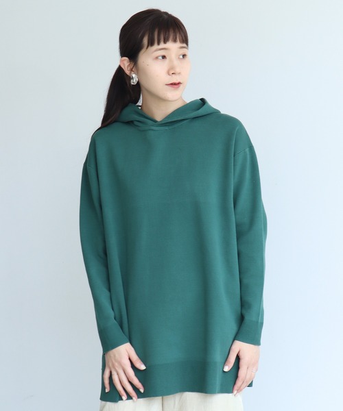 note et silence （ノートエシロンス）の「■ガス焼きcotton ミラノリブフードプルオーバー（スウェット・レディース・アイボリー/ブラック/グリーン・FREE）」の20枚目の写真