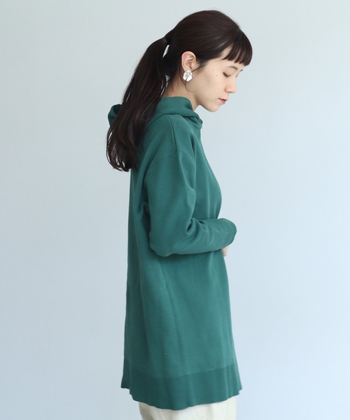 note et silence （ノートエシロンス）の「■ガス焼きcotton ミラノリブフードプルオーバー（スウェット・レディース・アイボリー/ブラック/グリーン・FREE）」の21枚目の写真