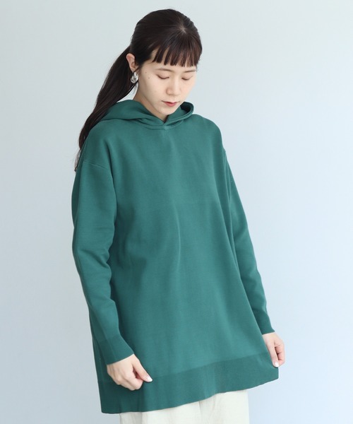 note et silence （ノートエシロンス）の「■ガス焼きcotton ミラノリブフードプルオーバー（スウェット・レディース・アイボリー/ブラック/グリーン・FREE）」の22枚目の写真