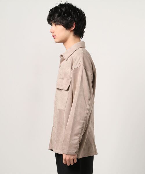 Beno(ビーノ)の「ストレッチ カットスエード ワイドシルエット CPO シャツ(シャツ/ブラウス・メンズ・スモークピンク/サックスブルー/グレイッシュベージュ/ライトカーキ・L/M)」の10枚目の写真