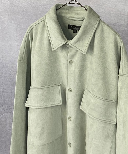 Beno(ビーノ)の「ストレッチ カットスエード ワイドシルエット CPO シャツ(シャツ/ブラウス・メンズ・スモークピンク/サックスブルー/グレイッシュベージュ/ライトカーキ・L/M)」の8枚目の写真