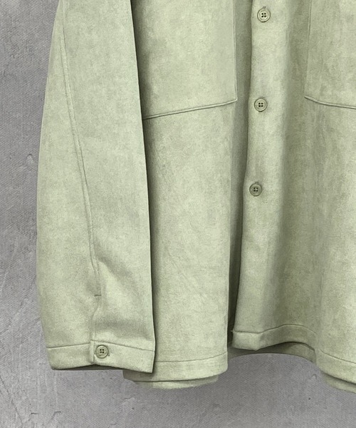 Beno(ビーノ)の「ストレッチ カットスエード ワイドシルエット CPO シャツ(シャツ/ブラウス・メンズ・スモークピンク/サックスブルー/グレイッシュベージュ/ライトカーキ・L/M)」の9枚目の写真