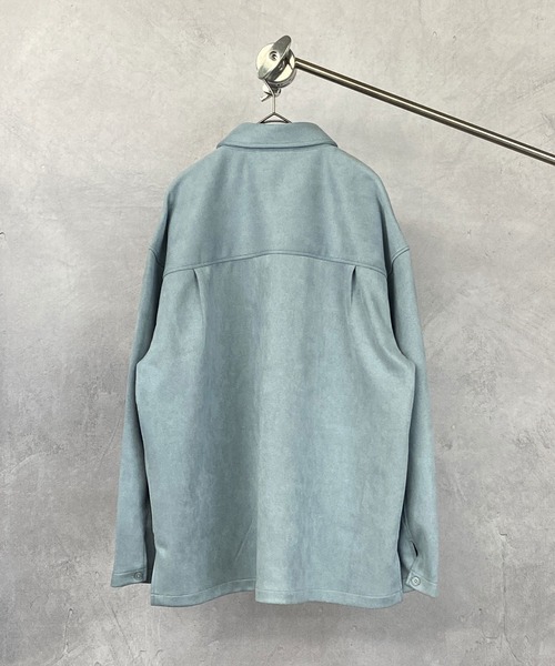 Beno(ビーノ)の「ストレッチ カットスエード ワイドシルエット CPO シャツ(シャツ/ブラウス・メンズ・スモークピンク/サックスブルー/グレイッシュベージュ/ライトカーキ・L/M)」の6枚目の写真