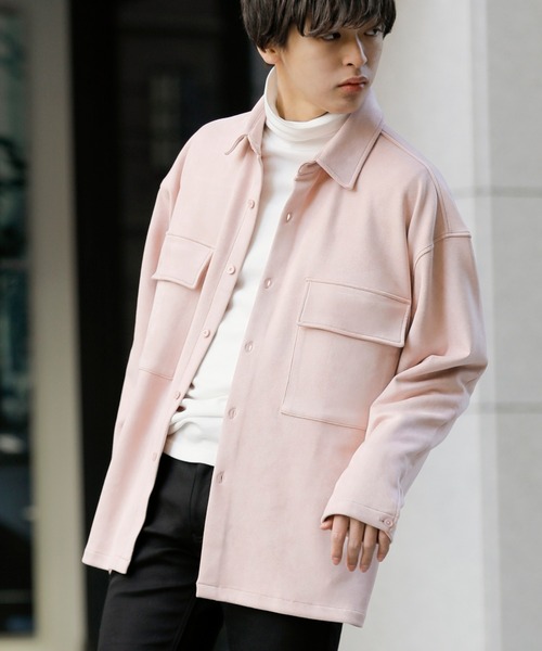 Beno(ビーノ)の「ストレッチ カットスエード ワイドシルエット CPO シャツ(シャツ/ブラウス・メンズ・スモークピンク/サックスブルー/グレイッシュベージュ/ライトカーキ・L/M)」の13枚目の写真