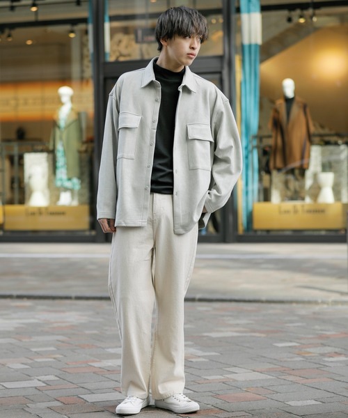 Beno(ビーノ)の「ストレッチ カットスエード ワイドシルエット CPO シャツ(シャツ/ブラウス・メンズ・スモークピンク/サックスブルー/グレイッシュベージュ/ライトカーキ・L/M)」の20枚目の写真