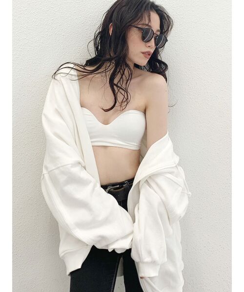 GYDA（ジェイダ）の「Booster ブラトップ（チューブトップ・レディース・ブラック/オフホワイト・FREE）」の2枚目の写真