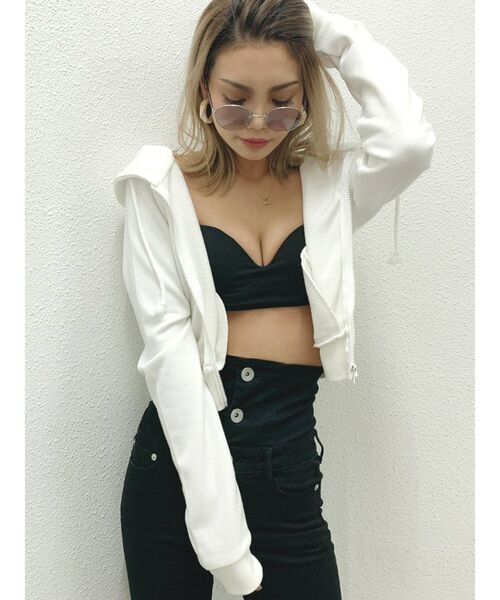 GYDA（ジェイダ）の「Booster ブラトップ（チューブトップ・レディース・ブラック/オフホワイト・FREE）」の3枚目の写真