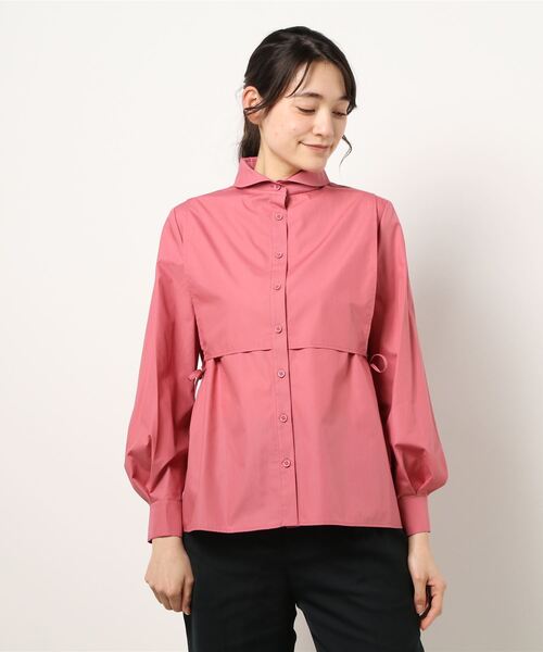 Ameri（アメリ）の「CRESCENT COLLAR APRON SHIRT（シャツ/ブラウス・レディース・ホワイト/カーキ/ピンク・FREE）」の9枚目の写真