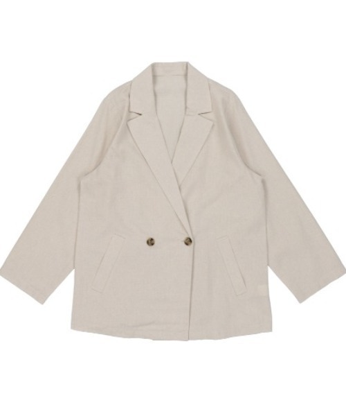 SPINNS(スピンズ)の「リネン素材 テーラードジャケット(テーラードジャケット・レディース・ベージュ/モカ/ライトグリーン/その他・ONESIZE)」の5枚目の写真