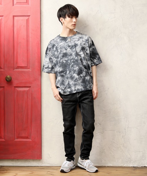 TopIsm(トップイズム)の「タイダイ染め ビッグシルエット半袖Tシャツ(Tシャツ/カットソー・メンズ・イエロー/ブルー/ブラック・M/L)」の7枚目の写真