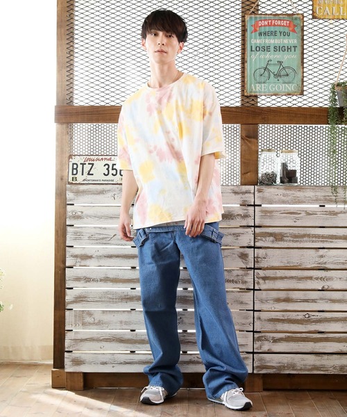 TopIsm(トップイズム)の「タイダイ染め ビッグシルエット半袖Tシャツ(Tシャツ/カットソー・メンズ・イエロー/ブルー/ブラック・M/L)」の9枚目の写真