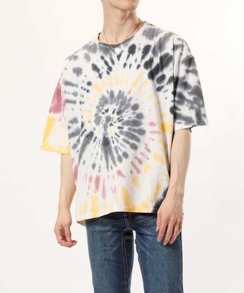 TopIsm(トップイズム)の「タイダイ染め ビッグシルエット半袖Tシャツ(Tシャツ/カットソー・メンズ・イエロー/ブルー/ブラック・M/L)」の4枚目の写真