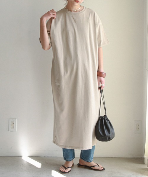feepur（フェピュール）の「【抗菌加工】ヘビーウェイトCOTTON Teeワンピース（ワンピース・レディース・ホワイト/チャコールグレー/ブラック/ベージュ/オリーブ/オレンジ・MEDIUM）」の15枚目の写真