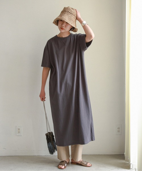 feepur（フェピュール）の「【抗菌加工】ヘビーウェイトCOTTON Teeワンピース（ワンピース・レディース・ホワイト/チャコールグレー/ブラック/ベージュ/オリーブ/オレンジ・MEDIUM）」の12枚目の写真