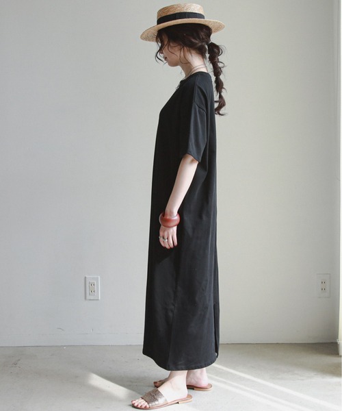feepur（フェピュール）の「【抗菌加工】ヘビーウェイトCOTTON Teeワンピース（ワンピース・レディース・ホワイト/チャコールグレー/ブラック/ベージュ/オリーブ/オレンジ・MEDIUM）」の20枚目の写真