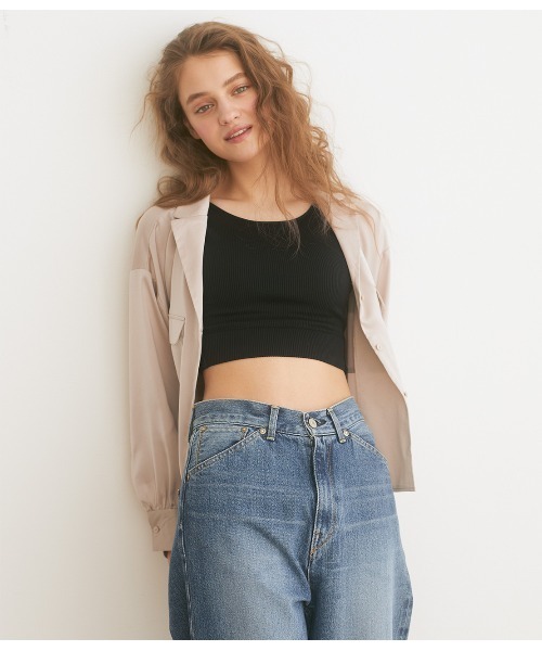 PEACH JOHN（ピーチジョン）の「【ゆる系トップスのインに、背中見せできるパッド入りブラトップ】ＰＪ　ＣＯＬＯＲＳサイドオープンブラトップ（タンクトップ・レディース・ピンク/ネイビー/ブラック・LARGE/MEDIUM/SMALL）」の4枚目の写真