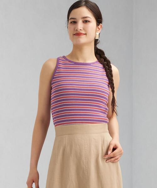 green label relaxing(グリーンレーベルリラクシング)の「<MY FAVORITE PROJECT> SC アメリカンスリーブ カットソー / アメスリ ボーダー(Tシャツ/カットソー・レディース・ブラック/その他1/ケリー/オフホワイト・FREE)」の1枚目の写真