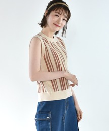 RETRO GIRL | ストライプ柄ニットベスト(ベスト)