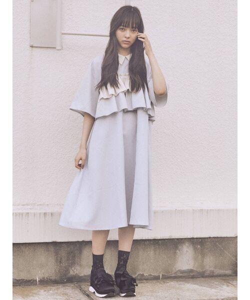 merry jenny（メリージェニー）の「【WEB限定】ギンガムパッチワークワンピース（ワンピース・レディース・ライトブルー/ブラック/ピンク・FREE）」の13枚目の写真