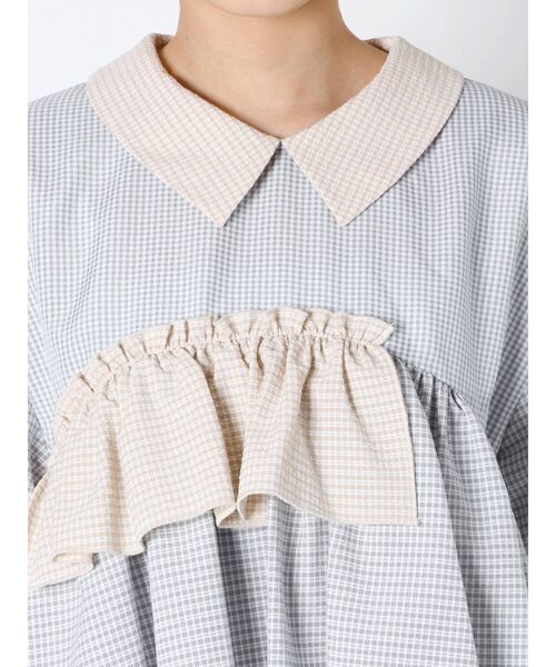 merry jenny（メリージェニー）の「【WEB限定】ギンガムパッチワークワンピース（ワンピース・レディース・ライトブルー/ブラック/ピンク・FREE）」の14枚目の写真