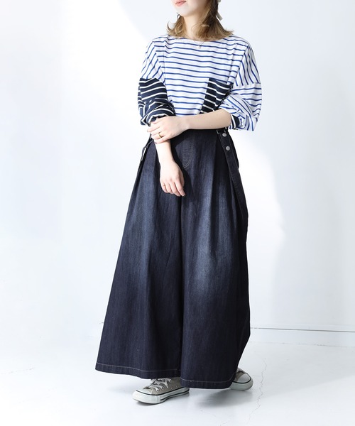 n'OrLABEL（ノアールレーベル）の「【廃盤】【機能素材】『サスペンダー付きワイドデニムパンツ』（デニムパンツ・レディース・ブルー/インディゴブルー/ネイビー・1/2）」の7枚目の写真