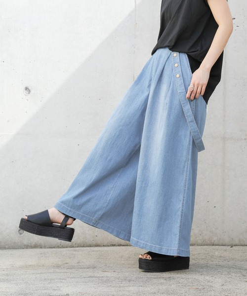 n'OrLABEL（ノアールレーベル）の「【廃盤】【機能素材】『サスペンダー付きワイドデニムパンツ』（デニムパンツ・レディース・ブルー/インディゴブルー/ネイビー・1/2）」の14枚目の写真