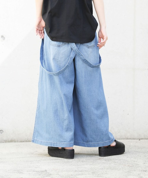 n'OrLABEL（ノアールレーベル）の「【廃盤】【機能素材】『サスペンダー付きワイドデニムパンツ』（デニムパンツ・レディース・ブルー/インディゴブルー/ネイビー・1/2）」の13枚目の写真