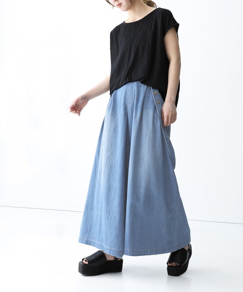 n'OrLABEL（ノアールレーベル）の「【廃盤】【機能素材】『サスペンダー付きワイドデニムパンツ』（デニムパンツ・レディース・ブルー/インディゴブルー/ネイビー・1/2）」の10枚目の写真