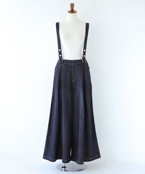 n'OrLABEL(ノアールレーベル)の「【接触冷感・遮熱効果・UVカット・抗菌防臭・ストレッチ】サスペンダー付きワイドデニムパンツ(デニムパンツ・レディース・ブルー/インディゴブルー/ネイビー・1/2)」の22枚目の写真