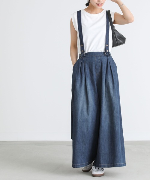 n'OrLABEL（ノアールレーベル）の「【廃盤】【機能素材】『サスペンダー付きワイドデニムパンツ』（デニムパンツ・レディース・ブルー/インディゴブルー/ネイビー・1/2）」の21枚目の写真