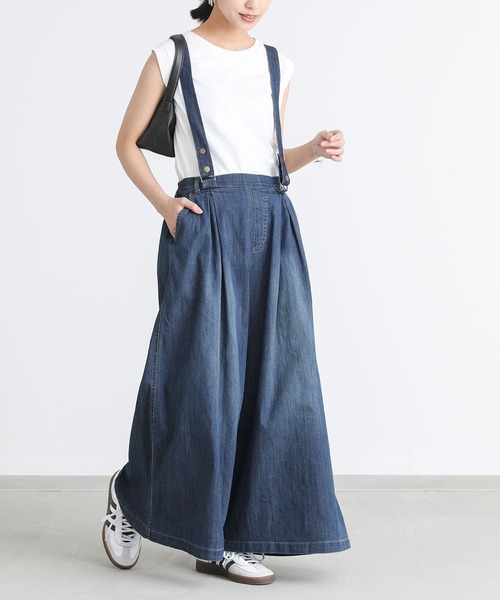 n'OrLABEL（ノアールレーベル）の「【廃盤】【機能素材】『サスペンダー付きワイドデニムパンツ』（デニムパンツ・レディース・ブルー/インディゴブルー/ネイビー・1/2）」の22枚目の写真