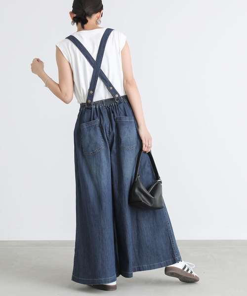 n'OrLABEL（ノアールレーベル）の「【廃盤】【機能素材】『サスペンダー付きワイドデニムパンツ』（デニムパンツ・レディース・ブルー/インディゴブルー/ネイビー・1/2）」の20枚目の写真