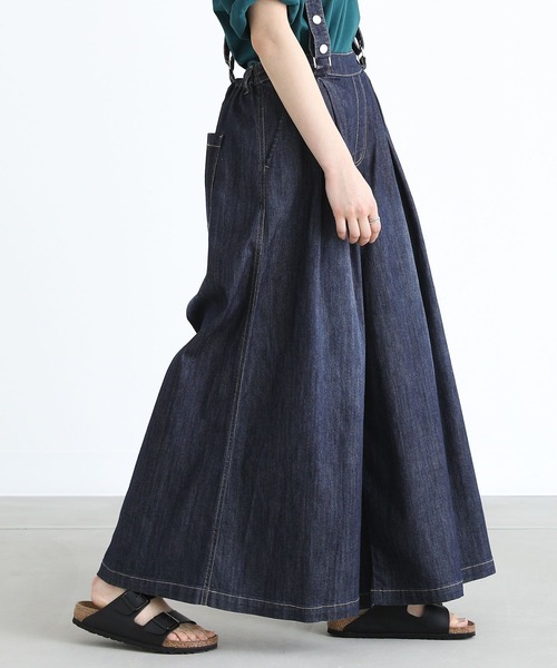 n'OrLABEL(ノアールレーベル)の「【接触冷感・遮熱効果・UVカット・抗菌防臭・ストレッチ】サスペンダー付きワイドデニムパンツ(デニムパンツ・レディース・ブルー/インディゴブルー/ネイビー・1/2)」の20枚目の写真