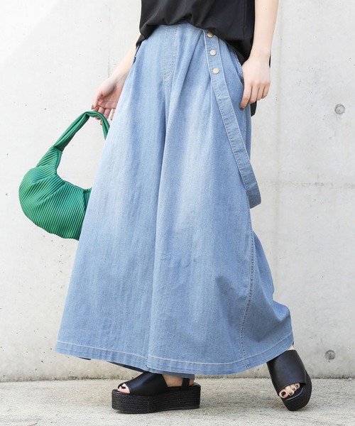 n'OrLABEL(ノアールレーベル)の「【接触冷感・遮熱効果・UVカット・抗菌防臭・ストレッチ】サスペンダー付きワイドデニムパンツ(デニムパンツ・レディース・ブルー/インディゴブルー/ネイビー・1/2)」の15枚目の写真