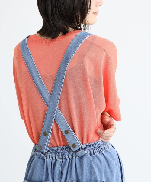 n'OrLABEL(ノアールレーベル)の「【接触冷感・遮熱効果・UVカット・抗菌防臭・ストレッチ】サスペンダー付きワイドデニムパンツ(デニムパンツ・レディース・ブルー/インディゴブルー/ネイビー・1/2)」の19枚目の写真