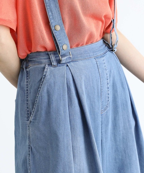 n'OrLABEL(ノアールレーベル)の「【接触冷感・遮熱効果・UVカット・抗菌防臭・ストレッチ】サスペンダー付きワイドデニムパンツ(デニムパンツ・レディース・ブルー/インディゴブルー/ネイビー・1/2)」の17枚目の写真