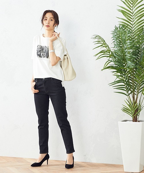 COMME CA ISM(コムサイズム)の「フォトプリント Tシャツ(Tシャツ/カットソー・レディース・ホワイト/ターコイズブルー/ミント/チャコール・MEDIUM/LARGE)」の8枚目の写真