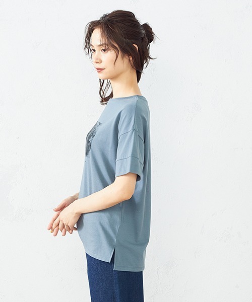 COMME CA ISM(コムサイズム)の「フォトプリント Tシャツ(Tシャツ/カットソー・レディース・ホワイト/ターコイズブルー/ミント/チャコール・MEDIUM/LARGE)」の11枚目の写真