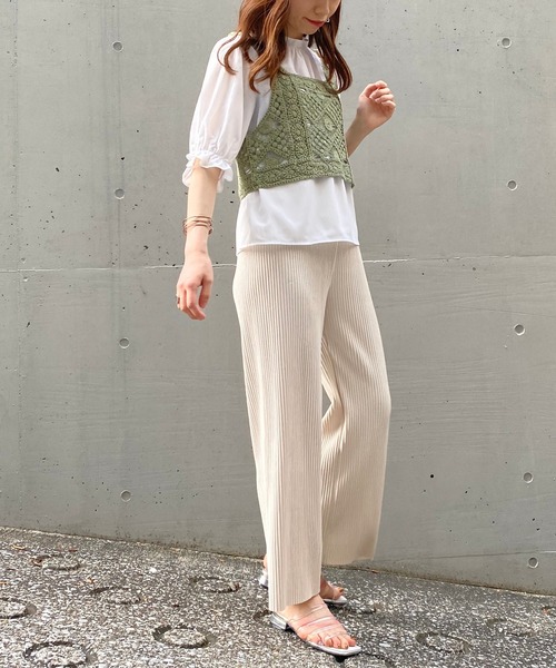 AS KNOW AS plus（アズノゥアズプラス）の「☆かぎ針ビスチェとブラウス（シャツ/ブラウス・レディース・ライトグリーン/ブルーグレー/キナリ・FREE）」の18枚目の写真