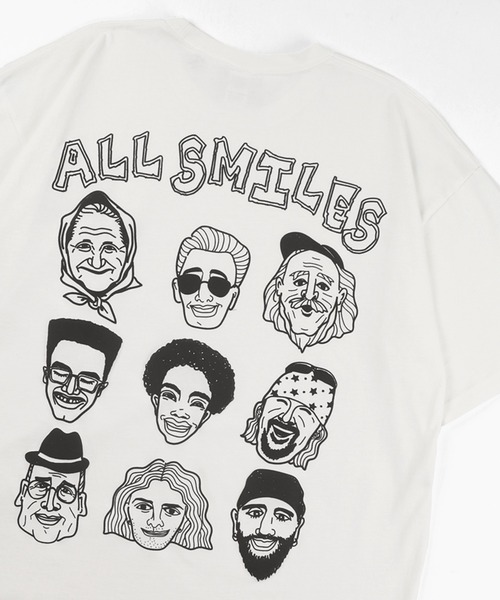 gym master(ジムマスター)の「【gym master/ジムマスター】ALL SMILES プリントTシャツ(Tシャツ/カットソー・メンズ・ホワイト/ブラック/ネイビー/サンドベージュ・S/M/L/XL)」の2枚目の写真