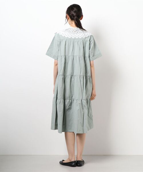 ehka sopo（エヘカソポ）の「付け衿ティアードワンピース（ワンピース・レディース・ミント/ブラック/オフホワイト・ﾌﾘ-）」の4枚目の写真