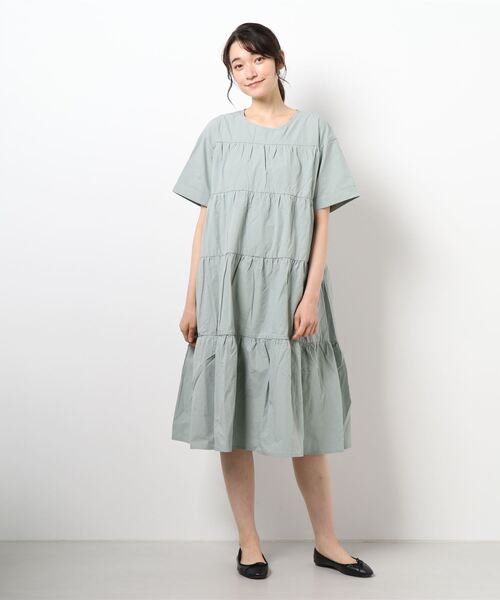 ehka sopo（エヘカソポ）の「付け衿ティアードワンピース（ワンピース・レディース・ミント/ブラック/オフホワイト・ﾌﾘ-）」の5枚目の写真